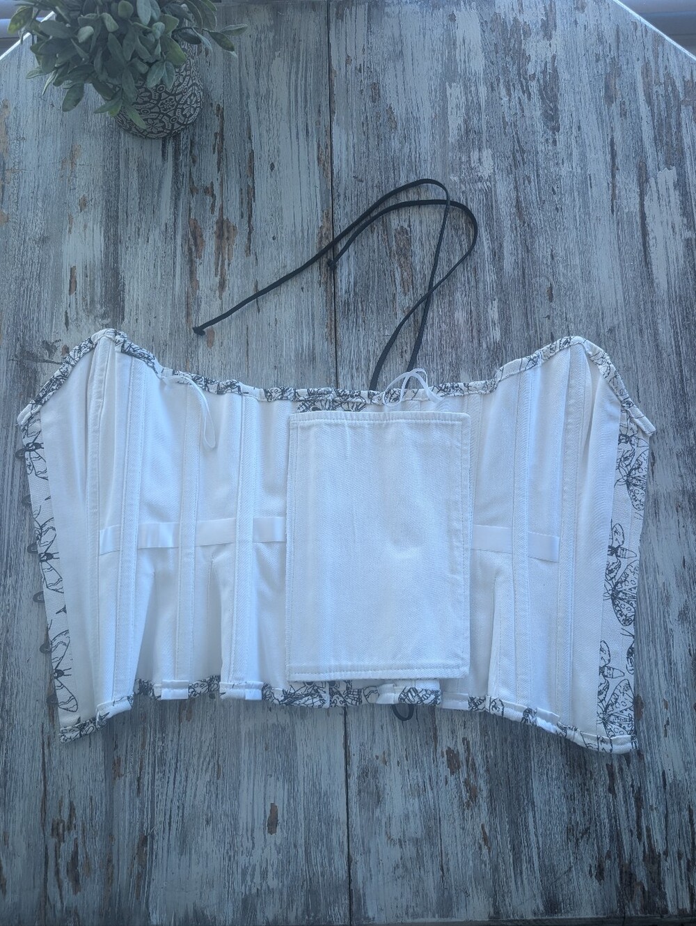 Vintage Goth Butterfly Corset Top Y2K Whimsigoth Lace Up Bustier Women's Large - Picture 6 of 8